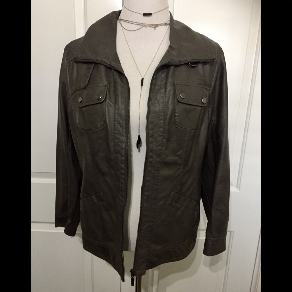 Faux leather bomber jacket